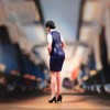 SOUFORCE 1/18 Scale Scene Props Figure Stewardess with Blue Suit