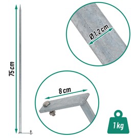 VOSS.farming Special Ground Pole Ground Post Grounding for Electric Fence Device – Round Profile Mobile Insert 75 cm for Pasture Fence