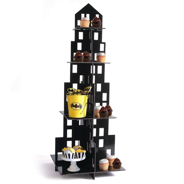 Fun Express Cupcake Stands for Dessert Table Set - Transform Your Party with Our 4-Tier Skyscraper Cupcake Tower Stand, Party Planning Made Easy, Delightful Treat Display, Perfect for Birthdays Event
