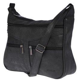 Christian Wippermann Women's Shoulder Bag Crossover Bag Leather Look Handbag, Black-black