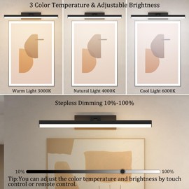 Coinmit Battery Operated Picture Light15.5Inch with Remote,10000mAh Rechargeable Wireless Picture Light for Wall 3CCT Dimmable Frame Lights for Gallery Painting