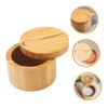 STOBAZA Multi-Function Wooden Salt Box Magnetic Lid Seasoning Canister Kitchen