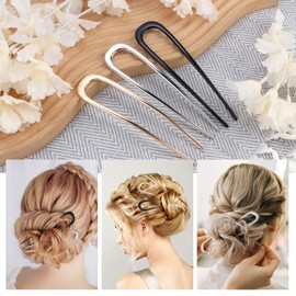 3 französische Haarnadeln aus Metall für Frauen und Mädchen, 14 cm, Gabel in U-Form, große französische Haarnadel, gedrehte Haarnadeln für dicke Dutts, alle Frisuren