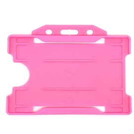 ALG ID Cards® Pack of 100 Single-Sided Rigid Open Faced ID Card Pass Badge Holders Horizontal/Landscape (CR80 54mm 86mm) (Pink) - Made in Britain
