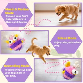 GUKCO Moving Dog Toys – Rechargeable Interactive Dog Squeaky Toy with Motion-Activated Ball, Music, Recording & Silent Modes – Self-Play Toy for Small, Medium & Large Breeds (Bee)