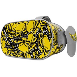 Decal Style Skin Wrap Compatible with Oculus Go Headset - Scattered Skulls Yellow (Oculus NOT Included)