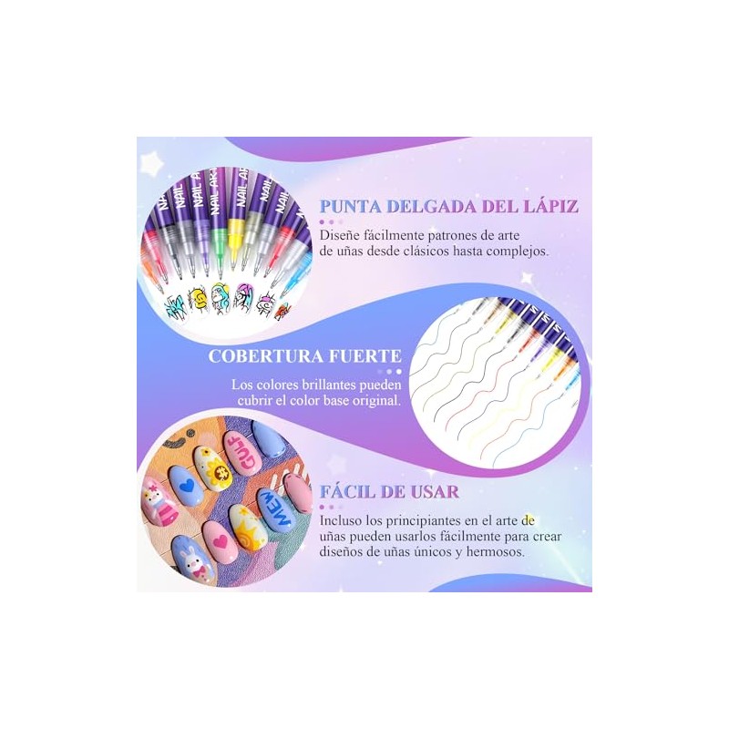 Juego de 12 Rotuladores para Nail Art Nuevos Rotuladores Para