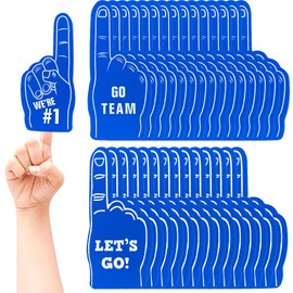 yisncka 30 Pcs Mini Foam Finger Sports Fan Blue Foam Mini Finger, We're #1 Go Team Sports Themed Party Supplies for Baseball Basketball Soccer Events Team Gifts