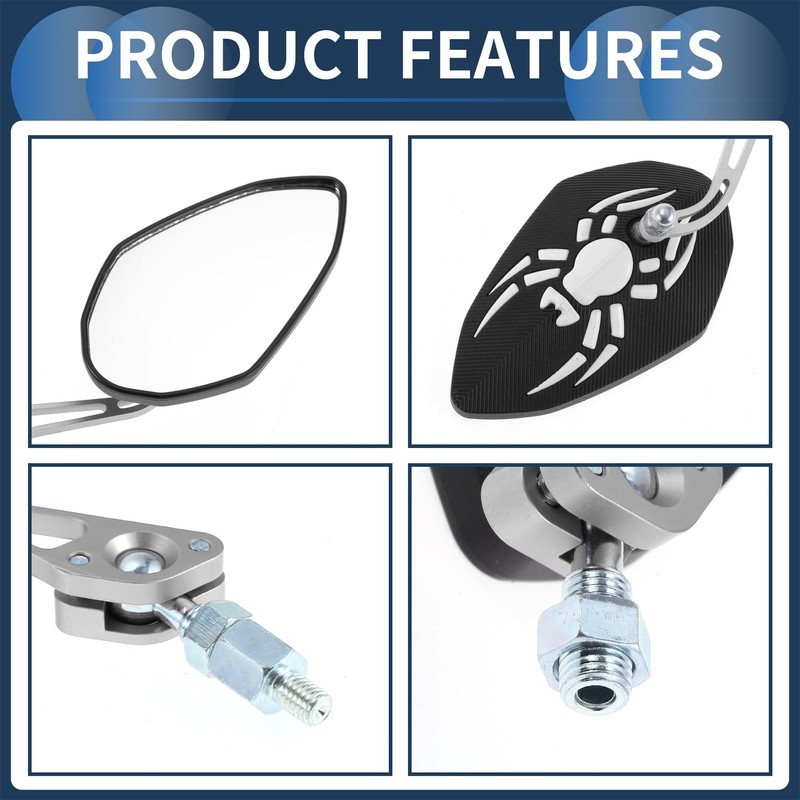 INFINAUTO Motorcycle Rear View Mirrors Bar End Side Mirrors Mount