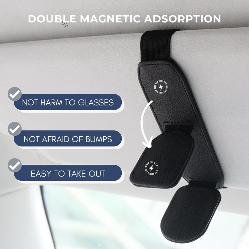 Ompellus Magnetic Sunglasses Holder for Car Sun Visor, Double Position