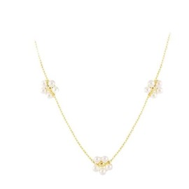 Pearl Flower Necklace for Women Cute Pendant Necklace Dainty Gold Small Necklace Trendy Layered Necklaces Birthday Valentines Jewelry