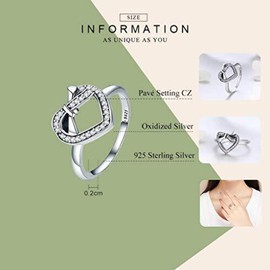 PAHALA 925 Strling Silver Bowknot Love Heart Crystals Finger Weeding Party Ring 7