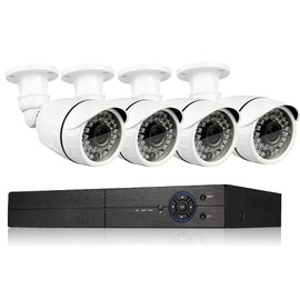 Eversecu 4 Channel Security Camera System 1080P DVR and 4pcs HD Weatherproof Cameras, Night Vision, Motion Alert, Smartphone, PC Easy Remote Access, 500GB HDD Preinstalled, Premade Cables Included