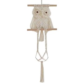 Cotton Rope Owl Macrame Plant Hanger Flower Pot Holder, Hand-Woven Net Bag Outdoor Indoor Hanging Planter Basket