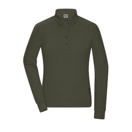 James & Nicholson Women's Organic Workwear Long-Sleeved Polo Shirt - Easy-Care Long-Sleeved Polo Shirt Made of Organic Cotton, olive, S
