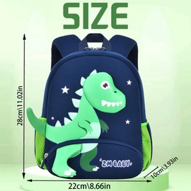 LUKIUP Kindergarten Backpack, Children's Backpack Boys Girls, Little Friend Backpack for Nursery, Children's Backpack for Nursery, Children, Green Dinosaur
