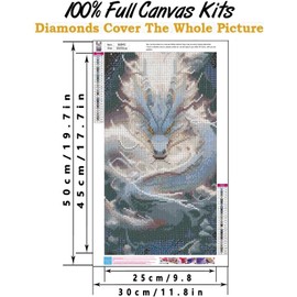 5D Dragon Diamond Painting, White Dragon Diamond Painting Set for Adults, DIY Diamond Painting Art Pictures, Full Drill Embroidery Set for Wall Decoration, Ideal as a Gift for Home (30 x 50 cm)