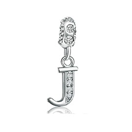 KunBead Jewelry Letter J Initial Charms Alphabet Girlfriend Engraved Anniversary Crystal Charm for her for Bracelet