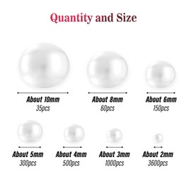 WLLHYF 5600 Pieces Half Beads for Crafts 2/3/4/5/6/8/10 mm White Beads with Box DIY Nail Art Craft Necklaces Bracelets Jewellery Decorations Makeup Accessories for Artists and Creative People