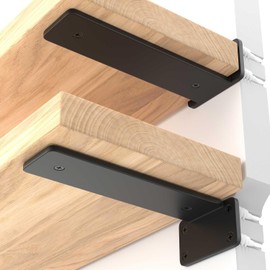 LEOPO 12 inch 8 Pack Floating Shelf Bracket, 1/5” Thick Heavy Duty Rustic Industrial Shelf Bracket, Floating Hidden Metal Shelf Bracket