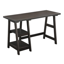 Convenience Concepts Designs2Go Trestle Desk with Shelves, Espresso