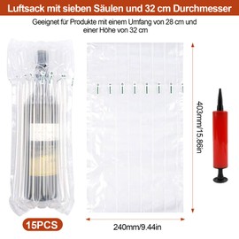 15 x Protection Air Bags for Wine Bottles + Air Pump - 7 Column Design with Maximum Shock Absorption, Easy Inflation for Safe Shipping & Storage