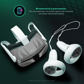 Easy-to-Apply Skin Sticker Kit compatible with Oculus Quest 2 VR headset - Man Helmet virtual reality accessory - VR protector skin covers