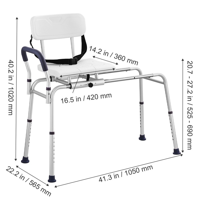 Happybuy Sliding Tub Transfer Bench, Height Adjustable, 400LBS Capacity