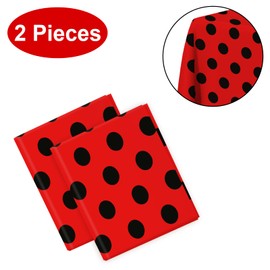 PHOGARY 2 Pieces Polka Dots Party Tablecloth, Red Ladybug Dot Table Cloth Disposable Plastic Rectangular Ladybug Table Covers for Ladybug Theme Baby Shower Christmas Party Decorations