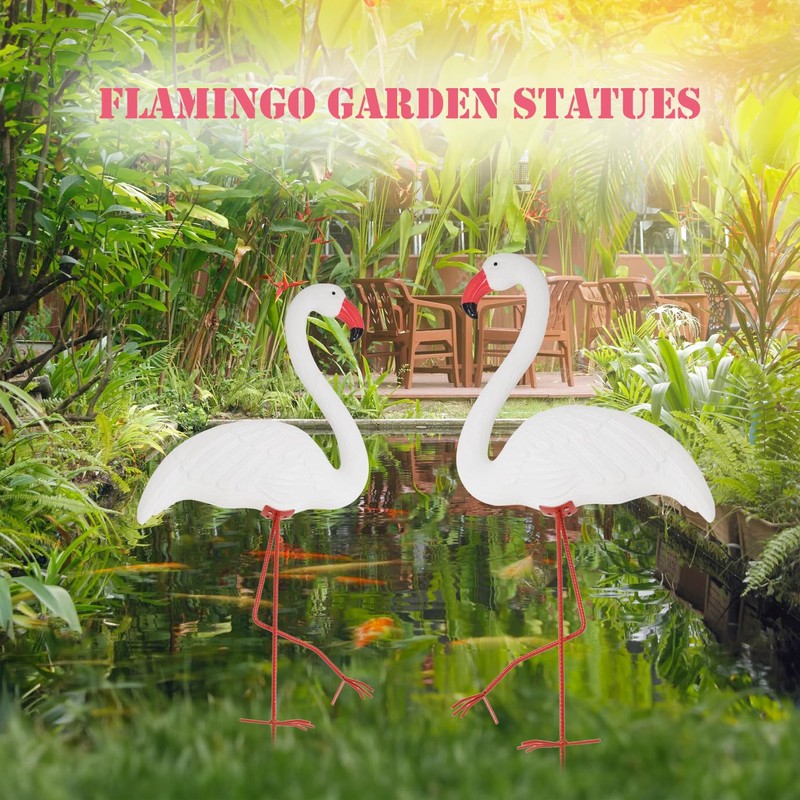 White Flamingo Yard Decorations Pack of 2 Flamingo Decor Ornaments