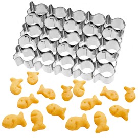 Goldfish Cracker Cutter, 25 Cavity Small Fish Fish Cookie Cutter, Stainless Steels Non-stick Mini Cookie Cutters Mold for Baking Kids DIY(0.79 x 0.59inch)