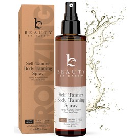Beauty by Earth Self Tanner Spray - USA Made with Natural & Organic Ingredients, Fast Drying Spray Tan for Pale Skin, Non Toxic Gradual Tanning Spray, Sunless Tanning Water for Women & Men, Fair to Medium