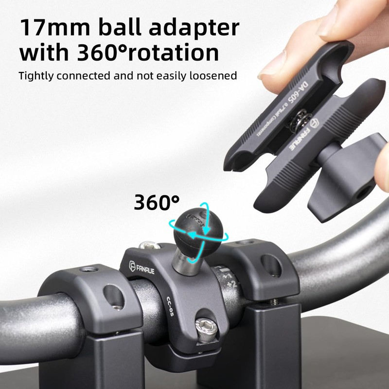 FANAUE Aluminum 17mm Ball Head Adapter with 1/4 inch Thread,