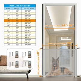 Dulepax Dog Gate for Stairs Mesh Baby Gate 30" Hx38 W Dogs Screen for Stairways Doorways, High Density Elastic Pet Gate Indoor Safety with Metal Hooks