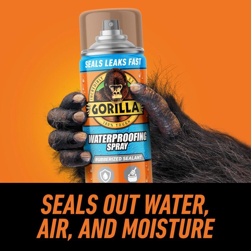 Gorilla Waterproof Patch & Seal Rubberized Sealant Spray, Crystal Clear,