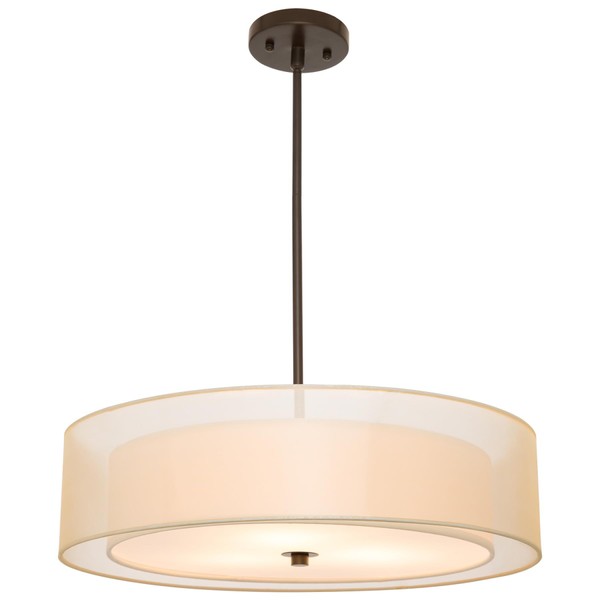 VONLUCE 3-Light Drum Chandeliers, 20" Pendant Light Fixture with 2-Layer