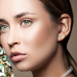 Hoberta Real 10k Yellow Gold Diamond Cut Circle Stud Earrings with Screw back for Women Men for Sensitive ears Small & Minimalist Dot Studs Jewelry for Gifts(8mm)