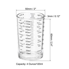 PATIKIL Schnapsglas-Messbecher, 120 ml, rund, transparent, schwere Schnapsgläser, Messbecher, Espresso-Schnapsglas mit 4 Arten von Skala für Espresso, Flüssigkaffee, Küchenutensilien, Schwarz