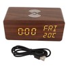 Wooden Digital Alarm Clock Yellow LED Display Adjustable Dimmer Weekday