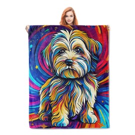 Colorful Shih Tzu Blanket Gifts for Adults Women Girls Soft Warm Lightweight Cozy Plush Cute Animal Dog Throw Blankets for Bed Living Room Sofa Home Decor 60"x50"