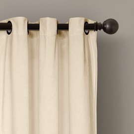 Lush Decor Prima Velvet Curtains Color Block Room Darkening Window Set for Living, Dining, Bedroom, 84 in L Panel Pair, Ivory & Beige