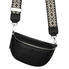 Bum Bag Shoulder Bag Crossbody Bag Waist Bag Faux Leather Italy Design, black, Belt Bag & Waist Bag