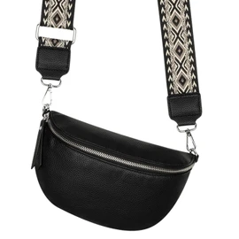Bum Bag Shoulder Bag Crossbody Bag Waist Bag Faux Leather Italy Design, black, Belt Bag & Waist Bag