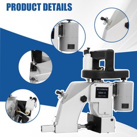 Bag Sewing Closing Machine, Heavy Duty Cordless Bag Closer, Máquina de Coser Costales, Automatic Bag Stitcher, Industrial Stitching Machine for Jute/Seed/Vinyl Rice Bags (gk26-1A)
