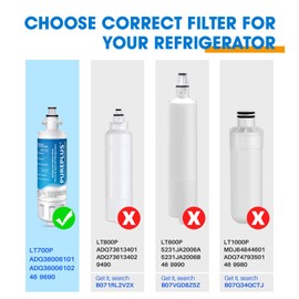 PUREPLUS 469690 LT700P Replacement for LG Kenmore Elite 9690, ADQ36006102, ADQ36006101, LFXS30766S, LFX28968ST, LFX31925ST, LFX31945ST, RWF1052, LT120F, Refrigerator Water and Air Filter Combo, 4Pack