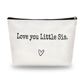 Little Sister Makeup Bags for Women Love You Little Sis Cosmetic Bag for Lil Sister Christmas Birthday Gifts for Little Sister Gifts from Big Sister Travel Toiletry Bag for Lil Sis Long Distance Gifts