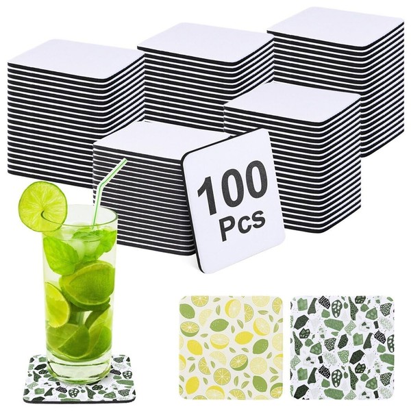 Homaisson 100 Pcs Sublimation Blank Cup Coasters Bulk, 4 x