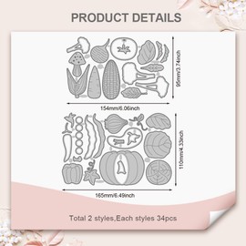 WADORN Various Vegetables Metal Cutting Dies for Card Making, Food Motifs Metal Cutting Dies Pumpkin and Carrots Embossing Folder Made of Carbon Steel Cutting Template for DIY Cards