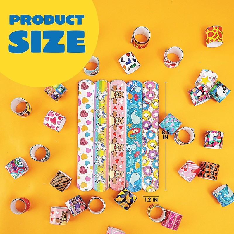JOYIN 144 Pcs Slap Bracelets for Kids, Easter Egg Fillers,
