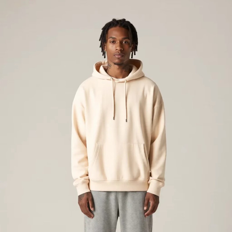 Classic Casual Drop Shoulder Terry Cotton Hooded Sweatshirt Top Grade